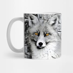 Fox Black and White Spray Paint Wall Mug